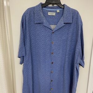 Caribbean Blue Casual 100% Silk Button Down Shirt